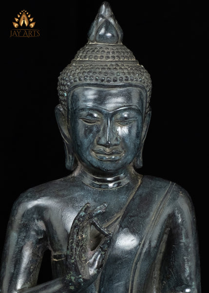 15" Khmer Buddha in Akasha Mudra Bronze Statue From Cambodia