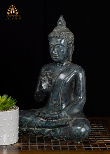 15" Khmer Buddha in Akasha Mudra Bronze Statue From Cambodia