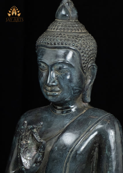15" Khmer Buddha in Akasha Mudra Bronze Statue From Cambodia