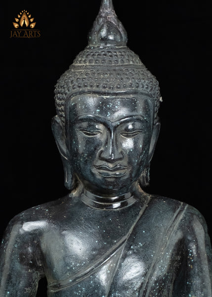 15" Khmer Buddha in Meditation Bronze Statue From Cambodia