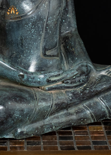 15" Khmer Buddha in Meditation Bronze Statue From Cambodia
