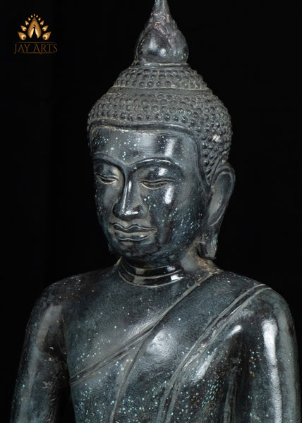 15" Khmer Buddha in Meditation Bronze Statue From Cambodia