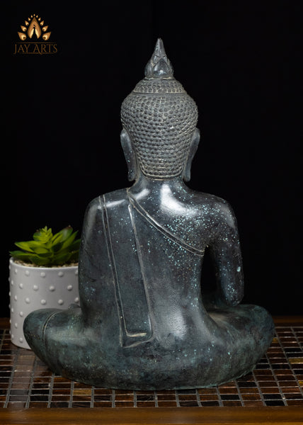 15" Khmer Buddha in Meditation Bronze Statue From Cambodia