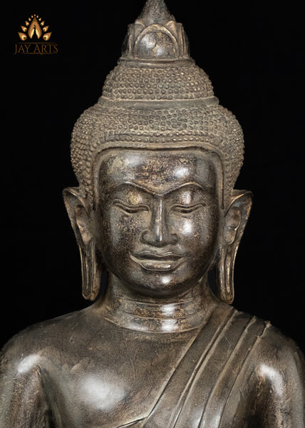 18" Bronze Buddha in Dhyana Mudra Seated in Half-Lotus Pose | Cambodian Artistry
