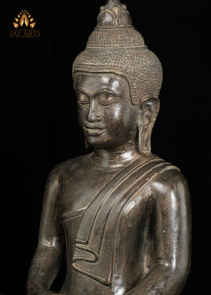 18" Bronze Buddha in Dhyana Mudra Seated in Half-Lotus Pose | Cambodian Artistry