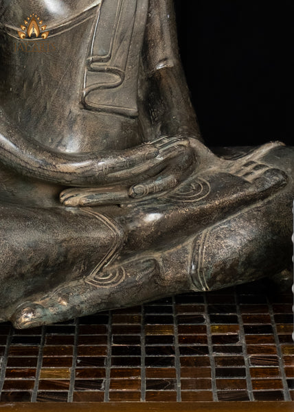 18" Bronze Buddha in Dhyana Mudra Seated in Half-Lotus Pose | Cambodian Artistry