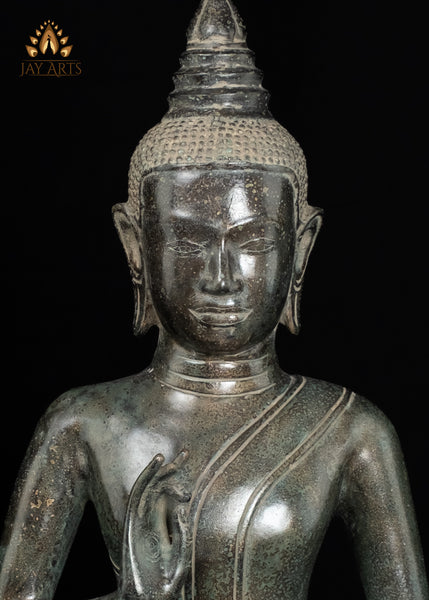 20" Khmer Buddha in Akasha Mudra Bronze Statue From Cambodia