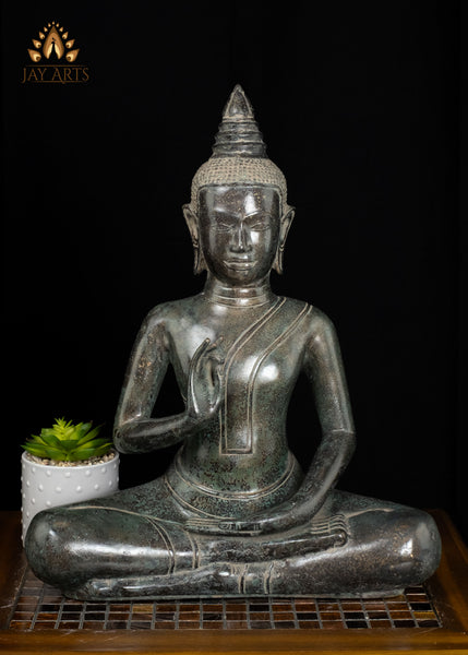 20" Khmer Buddha in Akasha Mudra Bronze Statue From Cambodia