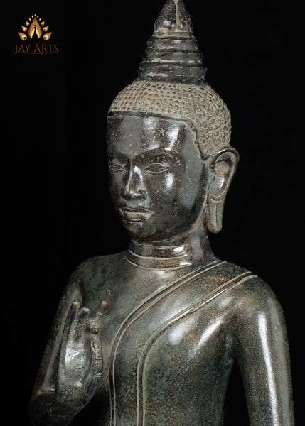 20" Khmer Buddha in Akasha Mudra Bronze Statue From Cambodia