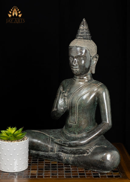 20" Khmer Buddha in Akasha Mudra Bronze Statue From Cambodia