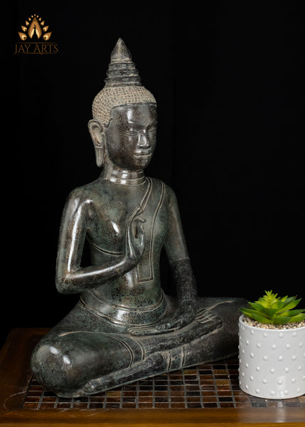 20" Khmer Buddha in Akasha Mudra Bronze Statue From Cambodia