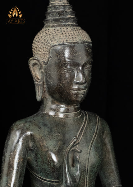 20" Khmer Buddha in Akasha Mudra Bronze Statue From Cambodia