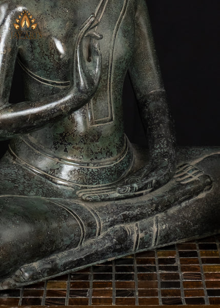 20" Khmer Buddha in Akasha Mudra Bronze Statue From Cambodia
