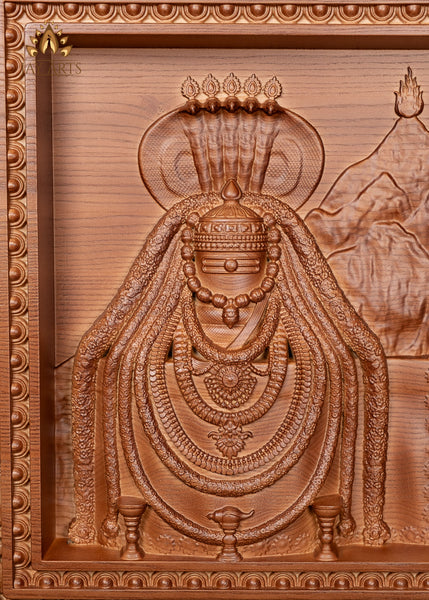 Lord Arunachaleswara with his consort Sri Unnamalai Amman 20"H x 27"W - Annamalaiyar Wood Carving