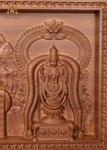 Lord Arunachaleswara with his consort Sri Unnamalai Amman 20"H x 27"W - Annamalaiyar Wood Carving