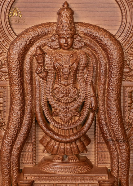 Lord Arunachaleswara with his consort Sri Unnamalai Amman 20"H x 27"W - Annamalaiyar Wood Carving