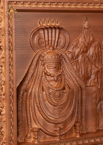 Lord Arunachaleswara with his consort Sri Unnamalai Amman 20"H x 27"W - Annamalaiyar Wood Carving