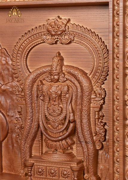 Lord Arunachaleswara with his consort Sri Unnamalai Amman 20"H x 27"W - Annamalaiyar Wood Carving