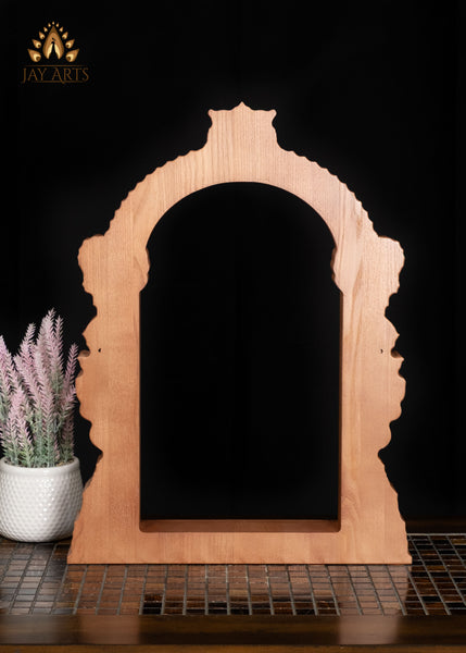 23" Traditional Wood Arch with Kirtimukha Face & Yali Lions Pillars | Temple-Style Decorative Frame