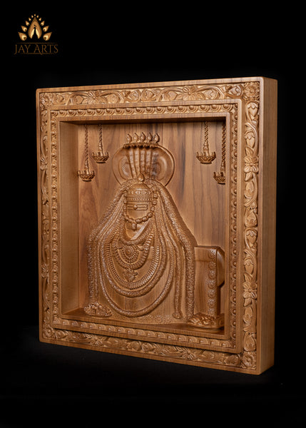 Shiva Lingam Wood Carving 18"H x 17"W - Annamalaiyar Wood Panel