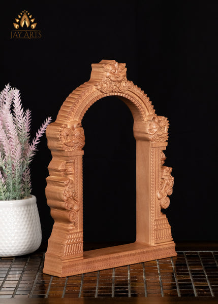 12" Temple-Style Decorative Frame with Kirtimukha Face & Yali Lion Pillars