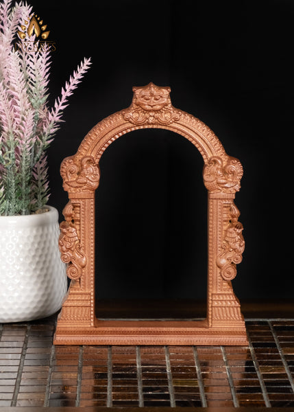 8" Small Wood Arch with Kirtimukha & Yali Lions | Mini Wall Decor