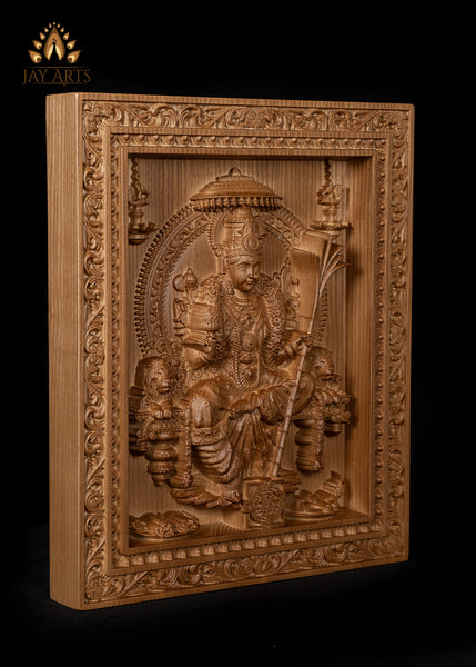 Goddess Lalita Devi Wood Carving 15"H x 12"W