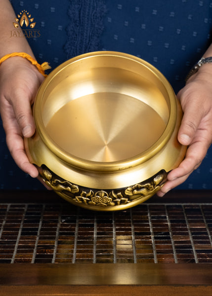 4" Brass Lotus Incense Burner with Intricate Floral Motif | Golden Finish