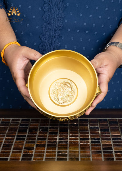 7" Brass Censer with Floral Motif Base and Sculpted Lion Face