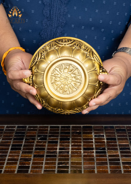 7" Brass Censer with Floral Motif Base and Sculpted Lion Face