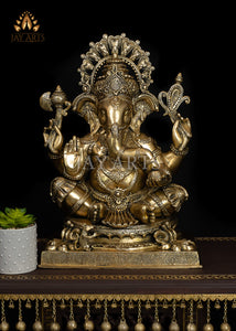 20” Lord Vighneshwara (Remover of obstacles) - Brass Ganesh Statue