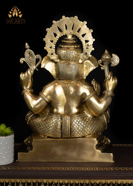 20” Lord Vighneshwara (Remover of obstacles) - Brass Ganesh Statue