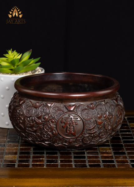 Buddhist Brass Incense Burner with Elaborate Design & Traditional Chinese Symbols