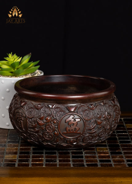 Buddhist Brass Incense Burner with Elaborate Design & Traditional Chinese Symbols