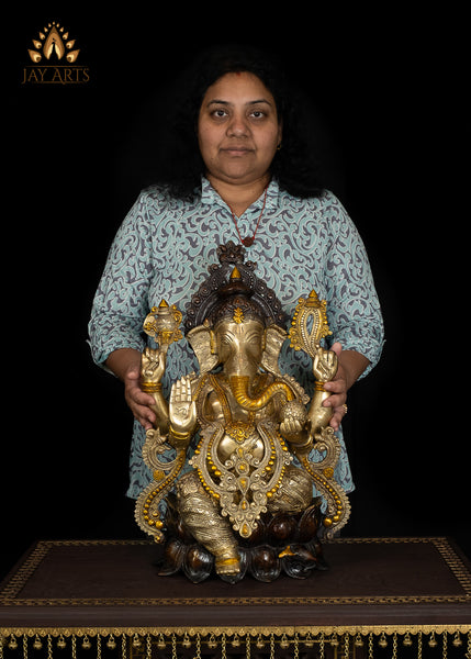 21” Varaganapati (Bestower of boons) - Brass Ganesh Statue