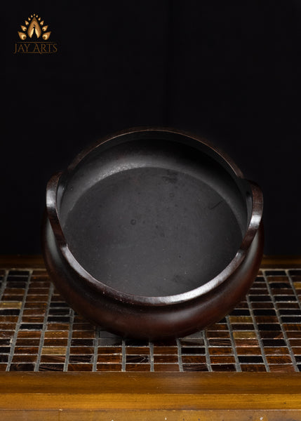 6" Antique Brown Brass Buddhist Incense Burner with Loop Handles