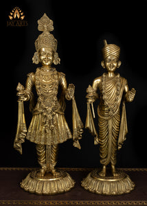 Bhagwan Swaminarayan and Gunatitanand Swami (Akshar Purushottam) 23" Brass Statue