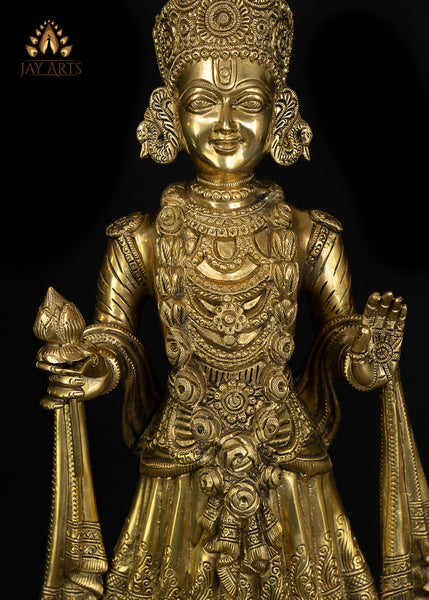 Bhagwan Swaminarayan and Gunatitanand Swami (Akshar Purushottam) 23" Brass Statue
