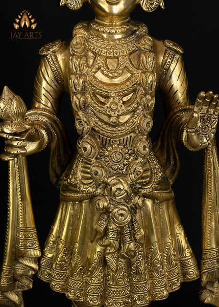 Bhagwan Swaminarayan and Gunatitanand Swami (Akshar Purushottam) 23" Brass Statue