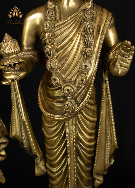 Bhagwan Swaminarayan and Gunatitanand Swami (Akshar Purushottam) 23" Brass Statue