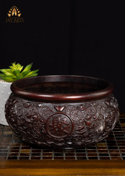 Buddhist Brass Incense Burner with Elaborate Design & Traditional Chinese Symbols