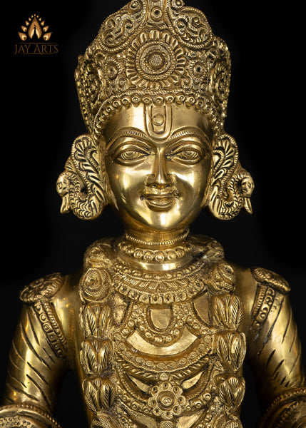 Bhagwan Swaminarayan and Gunatitanand Swami (Akshar Purushottam) 23" Brass Statue