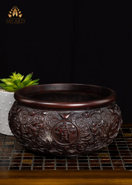 Buddhist Brass Incense Burner with Elaborate Design & Traditional Chinese Symbols