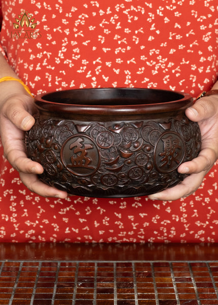 Buddhist Brass Incense Burner with Elaborate Design & Traditional Chinese Symbols