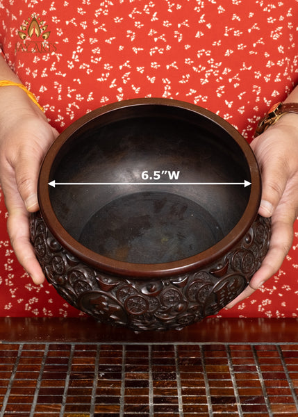 Buddhist Brass Incense Burner with Elaborate Design & Traditional Chinese Symbols