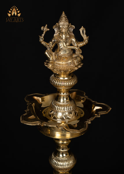 24" Lord Ganesh Lamp Set from South India