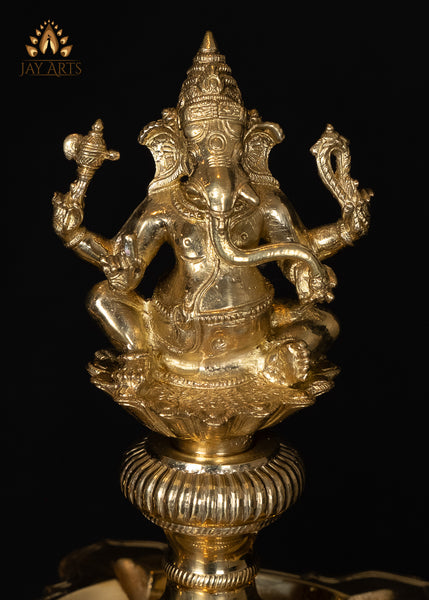 24" Lord Ganesh Lamp Set from South India