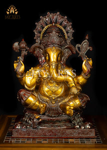 20" Lambodara Ganesh (Lord with a big belly) - Brass Ganapati Statue