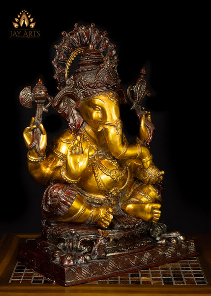 20" Lambodara Ganesh (Lord with a big belly) - Brass Ganapati Statue