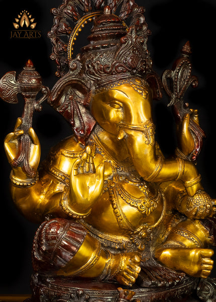 20" Lambodara Ganesh (Lord with a big belly) - Brass Ganapati Statue